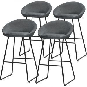 Image de ML-Design Lot 4 Tabourets de Bar en Tissu Anthracite, H 75 cm, Chaises de Comptoir Rembourr&eacute;es, avec Dossier et Repose-Pieds, Pi&egrave;tement M&eacute;tal