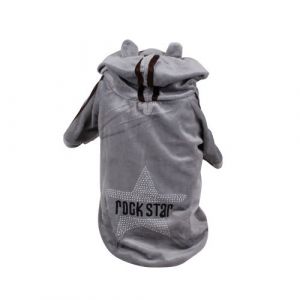 Dogi Sweat à capuche pour chien Rock Star - Taille M - Gris