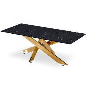 Image de Menzzo Table basse Naelle en Marbre Noir et pieds Or