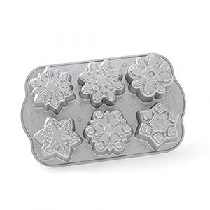 Nordic ware Moule à gâteau, moule à pâtisserie - Moule 6 Flocons de neige Silver - Revêtement antiadhésif - Fonte d'aluminium