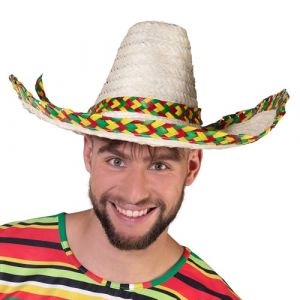 Boland 95430 Sombrero Fiesta - Diamètre : 48 cm - Chapeau de paille avec bord coloré - Chapeau - Chapeau de fête Fiesta - Costume de carnaval - Fête à thème