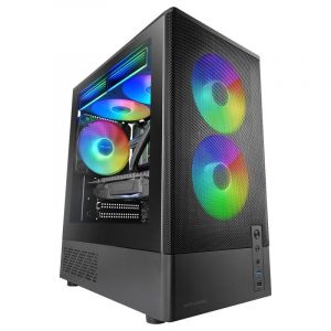 Bo&icirc;tier gaming Mars Gaming McOnyx MicroATX, grille m&eacute;tallique, 3 ventilateurs ARGB, double chambre, noir