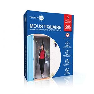 Tranquilisafe Moustiquaire ajustable aimantée pour portes et portes fenêtres – écran anti moustiques – compatible chatière (L 120-136 - H 207-215)