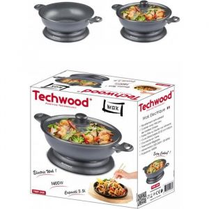 Image de Techwood Wok électrique Noir 1500W Revêtement antiadhésif Contenance 3.6 L