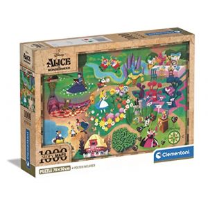 Clementoni Compact puzzle 1000 pièces - disney maps alice