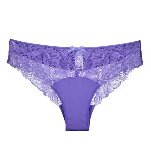 DIM Culotte en Microfibre & Dentelle Essentiel Generous bleue