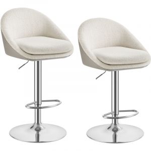 Tabourets de bar lot de 2 pivotant à 360° acier blanc