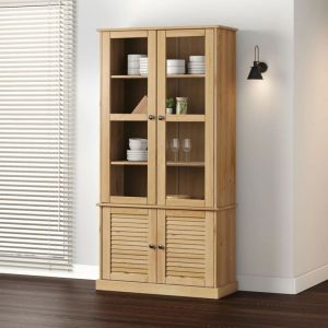 VidaXL Vitrine en verre vigo 85x35x170 cm bois massif de pin