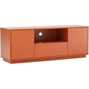 Oviala Meuble TV moderne rectangulaire L140 cm brique