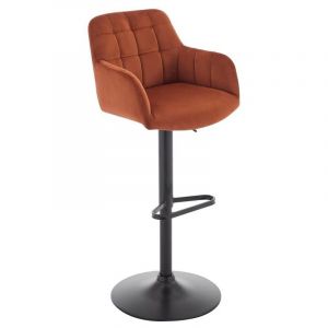 Pascal Morabito Lot de 2 tabourets de bar en velours et métal noir - Hauteur réglable - Terracotta - PEGA de