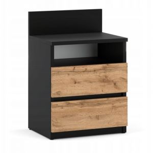 Table de chevet Table de chevet chêne noir Wotan 40CM 2S étagère meuble de chambre