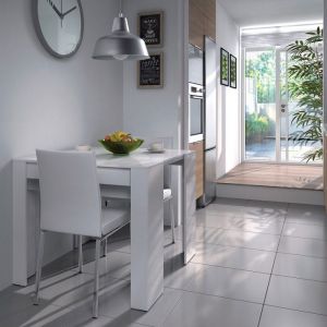 M&S Table console extensible 51/237x90x78 cm en bois blanc