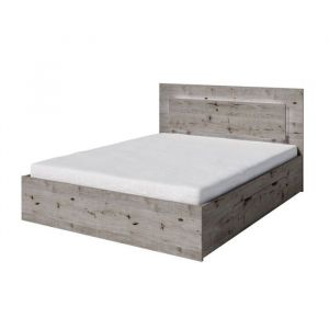 Meublorama - Ensemble lit veltis 180x200 cm avec sommier inclus – Tête de lit led – Chêne Wellington – Matelas non inclus