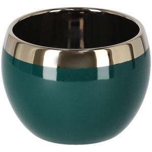 KOTARBAU Pot de fleurs en c&eacute;ramique Cache-pot Vert-Or Rond 100 mm