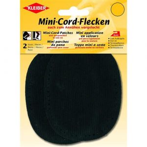 KLEIBER Mini patch thermocollant, fin velours c&ocirc;tel&eacute;, noir