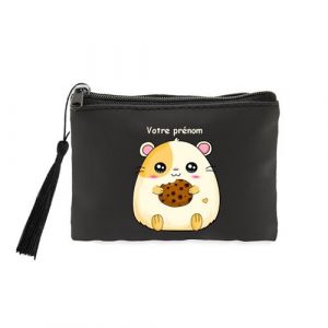 Image de Porte monnaie et cles noir hamster cookie kawaii personnalisable Neuf