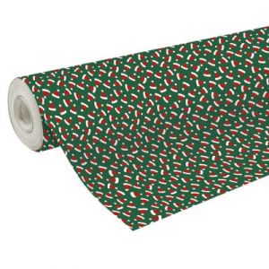 Clairefontaine 211947C - Une Bobine De Papier Cadeau - Alliance 60g - Dimensions : 50x0,70m - Motif : Bonnets Noël - Emballage Cadeau, Spéciale Grande Longueur, Papier Cadeau