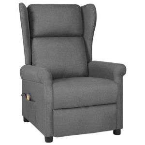 VidaXL Fauteuil de relaxation, massant tissu gris clair