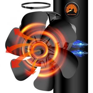 Ventilateur Po&ecirc;le &agrave; Bois Semai 6 Pales Magn&eacute;tiques Silencieux avec Thermom&egrave;tre