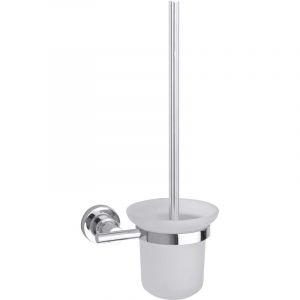 Tesa Luup Ensemble mural brosse WC, métal chromé, adhésif, technologie sans percer, 385mm x 160mm x 120mm