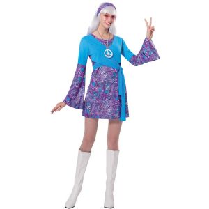 Ruedelafete Déguisement Hippie Bleue, taille XS
