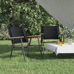 VidaXL Chaises de camping 2 pcs Noir 54x55x78 cm Tissu Oxford