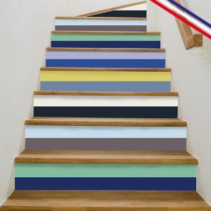 Contremarches adhésives PVC pour escalier - multicouleur - Lot de 5 (15x100 cm)