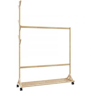 VidaXL Porte-vêtements avec crochets et roulettes 100x35x157 cm bambou 469125