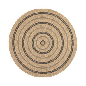 Tapis ext&eacute;rieur rond - 80cm - naturel - 100% polypropyl&egrave;ne r&eacute;sistant aux UV - 1400 gr/m2 - NOUR