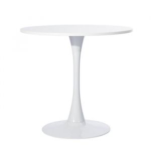 Meubles Cosy Table De Salle &Agrave; Manger Ronde Moderne, Tables &Agrave; Th&eacute; Pour Salon Cuisine Jardin (Blanc) 80*80*73 Cm