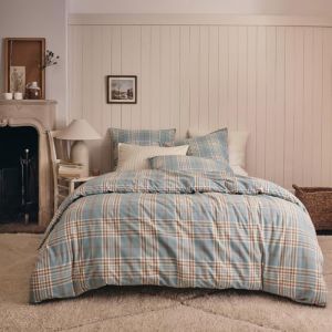 Essix Housse de couette imprimée en flanelle de coton, TARTAN