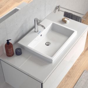 Duravit Vero Air lavabo à encastrer 55x45,5cm, avec trop-plein, avec table de robinetterie, 1 trou de robinet, pour montage par le haut, Coloris:
