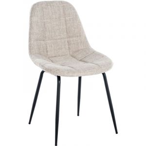 CLP Chaise de Salle à Manger Tom tissu ou similicuir Pieds en métal noir, Crème-Tissu