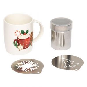 F&eacute;&eacute;rie Lights & Christmas - Coffret Mug de No&euml;l avec pochoirs et saupoudreuse