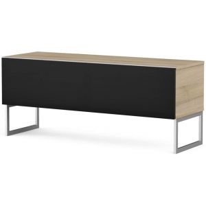 Image de Meliconi Meuble TV tissu acoustique noir et bois clair Pappy 120