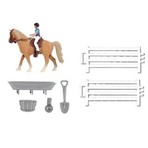 Image de Van manen Kids Globe Horses 640073 Kit de Jeu pour Chevaux avec 1 Cheval, 1 Cavalier, 1 clôture et Accessoires