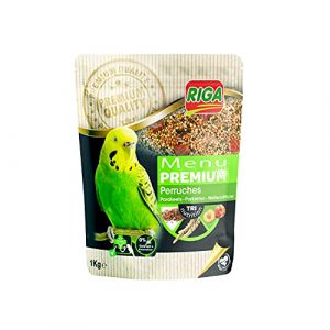 Riga Menu Premium pour Perruches - Mélange de Graines, Céréales et Protéines Végétales - Concept Tri-Nutrition - Aide à Un Fonctionnement Intestinal Optimal - 1 kg