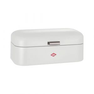 Wesco Boîte à pain Grandy de couleur blanc mat, tôle d'acier revêtue par pulvérisation, trous d'aération et poignée stable