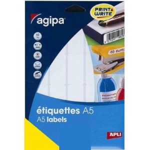 Agipa APLI &eacute;tiquettes multi-usage, 8 x 20 mm, blanches inscriptible avec la main, colle permanente, coins arrondis,contenu: 280 &eacute;tiquettes, petit emballage (111917)