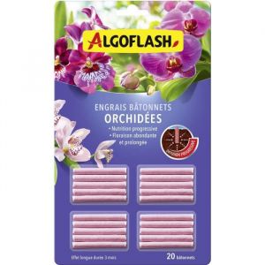 Algoflash Engrais bâtonnets Orchidées, Action jusqu'à 3 mois, 20 bâtonnets, ABATORCN