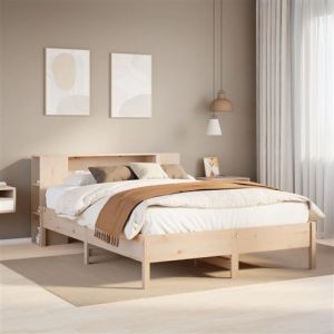 VidaXL Lit biblioth&egrave;que sans matelas 140x190 cm bois de pin massif, lit, meuble de chambre &agrave; coucher, lit avec rangement, lit double, lit en bois