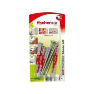 Fischer DUOPOWER 8x65 S K 4| 537620 - hellgrau/rot - 4 Stück (537620)