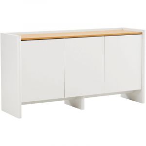 Oviala Buffet 3 portes moderne rectangulaire L140 cm écru