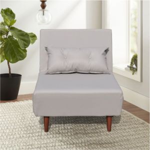 Fauteuil convertible lit une place tissu en cuir PU Gris facile &agrave; nettoyer dimension: 80x90x84 cm-dimension lit: 80x190x28 cm