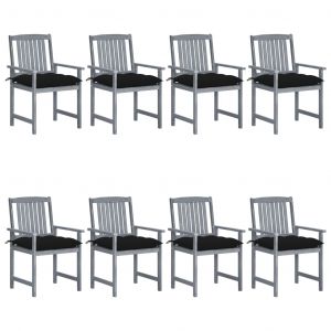 Image de VidaXL Chaises de jardin avec coussins 8 pcs Bois d'acacia solide Gris Noir