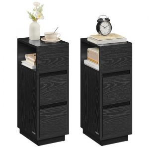 Tables de chevet lot de 2 avec 2 tiroirs et compartiment ouvert noir