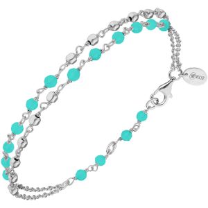 Bracelet Argent Rhodié Doubles Chaînes Pierres Amazonite