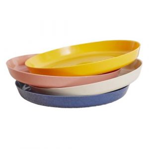 Tom ET Zoe, PU0046, Assiette bébé Set de 4 Couleurs Douces, légères et sûres, idéales pour Les Repas des Tout-Petits, compatibles Lave-Vaisselle, Couleur : Rose, Bleu, Gris, Jaune, Couleur Assortie