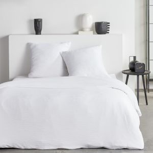 Today Housse De Couette Essential 220x240 Cm Avec 2 Taies 63x63 Cm Blanc Effet Cr&eacute;pon