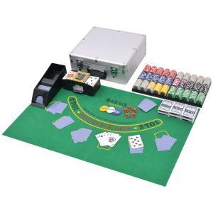 Image de VidaXL Jeu de Poker/Blackjack mixte avec 600 jetons Laser Aluminium